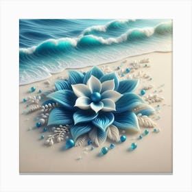 3d Flower On The Beach Canvas Print