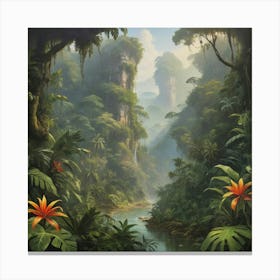 Jungle River paintings art print 7 Canvas Print