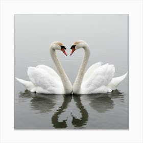 Two Swans Are Gracefully Positioned Face To Face O Canvas Print