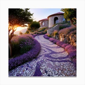 Lavender Garden At Sunset Canvas Print