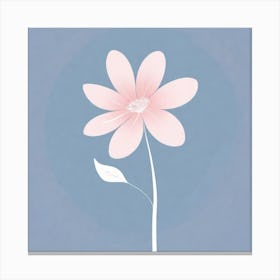 A White And Pink Flower In Minimalist Style Square Composition 206 Canvas Print