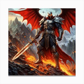 Demon Warrior with Sword Canvas Print