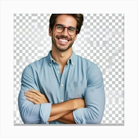 Smiling Man In Glasses 1 Canvas Print