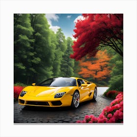 Sports Car In The Forest Canvas Print