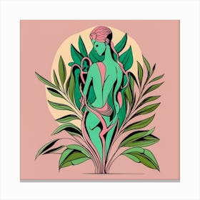 Bold Naked green girl Canvas Print