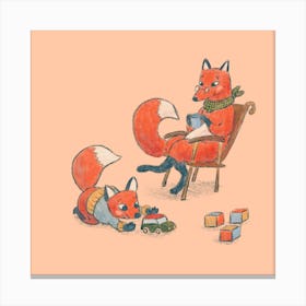 Play Time Is Family Time At The Fox Family Canvas Print