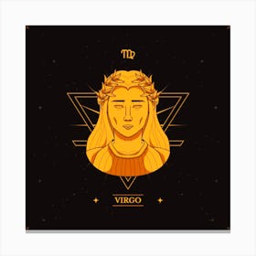 Virgo,Virgo Elegance: Hand-Drawn Golden Logo Canvas Print