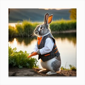 Rabbit With Carrots Canvas Print