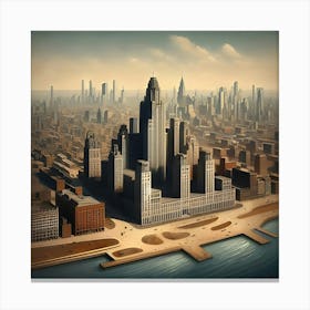 An Aerial View Of An Edward Hopper Style Photograph Of A City Skyline Canvas Print