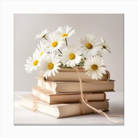 Daisies On Books Canvas Print