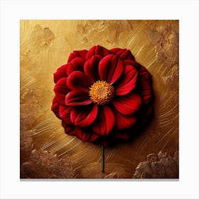 Red Dahlia On Gold Background Canvas Print