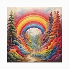 Rainbow In The Forest Art Print 0 Canvas Print