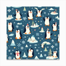 Playful Penguin Pattern Canvas Print