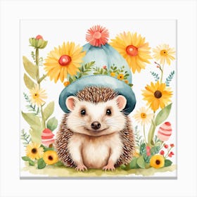Floral Baby Hedgehog Nursery Illustration (10) Canvas Print