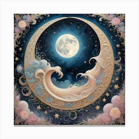 Moon And Stars 14 Canvas Print