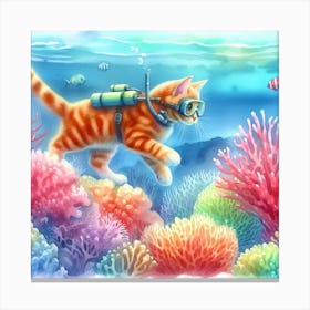 Scuba Diving Cat Canvas Print