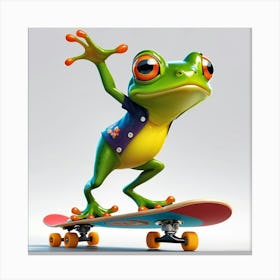 Frog On Skateboard Canvas Print