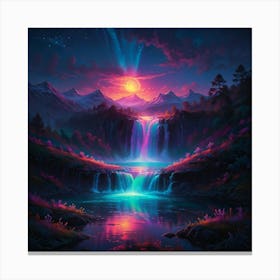 Waterfall At Night 14 Canvas Print