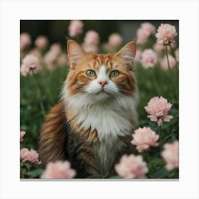 Cat In A Field Of Flowers Canvas Print