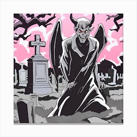 Demon In The Graveyard Canvas Print
