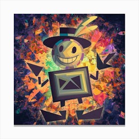 A Whimsical And Abstract Digital Artwork Featuring A Character With A Round, Smiling Face 1 Canvas Print