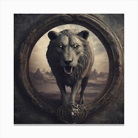 Lion In A Circle Canvas Print