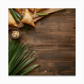 Samosas On Wooden Table Canvas Print