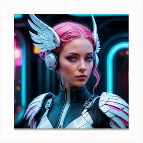 Futuristic Girl With Pink Hair 7 Canvas Print