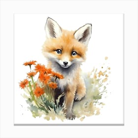 Fox Watercolor Painting 2 Canvas Print