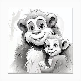 Monkey And A Baby Canvas Print