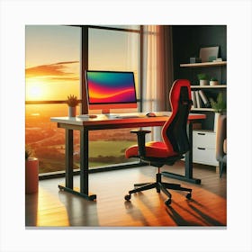 Home Office At Sunset 1 Canvas Print