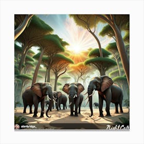 Elephants In The Forest 1 Canvas Print