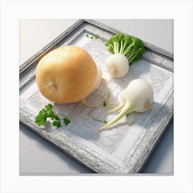 Frame Created From Daikon On Edges And Nothing In Middle Ultra Hd Realistic Vivid Colors Highly (7) Canvas Print
