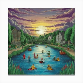 Swans On The River Canvas Print