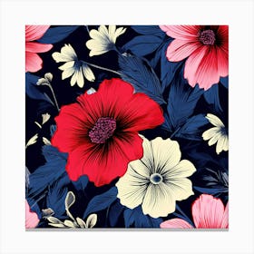 A Contrasting Floral Print , Seamless Floral Pattern Canvas Print