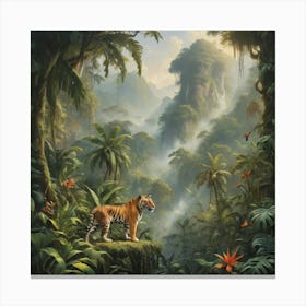 Tiger In The Jungle paintings art print Canvas Print