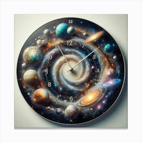 Solar System Wall Clock Canvas Print