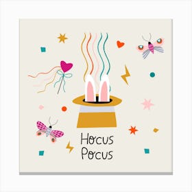 hocus pocus print with hat and rabbit Canvas Print