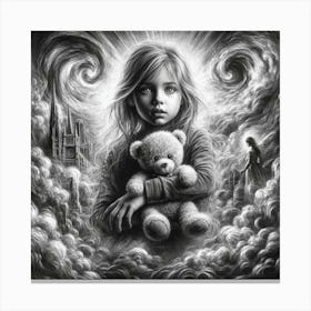 Little Girl With The Teddy Bear Canvas Print