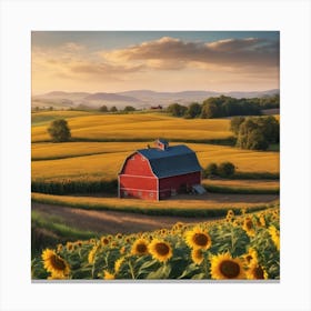 Sunset At The Farm Canvas Print