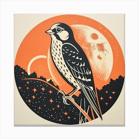 Retro Bird Lithograph American Kestrel 1 Canvas Print