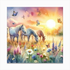 Horses In The Meadow Canvas Print