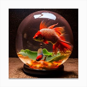 Betta Fish In A Glass Bowl Canvas Print