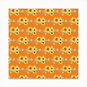 Sunflowers On Orange Fabric Canvas Print