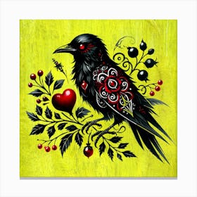 Raven With Heart Canvas Print