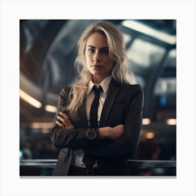 Woman In A Suit Canvas Print