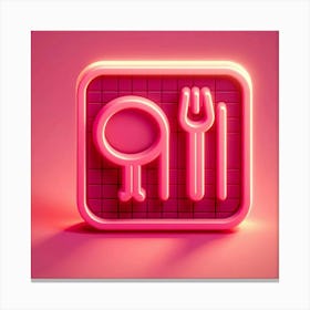 Neon Fork And Knife Icon Canvas Print