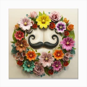 Mustache Wreath Canvas Print