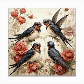 Swallows Art Print 3 Canvas Print