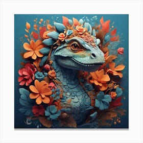 Dragon With Flowers Canvas Print